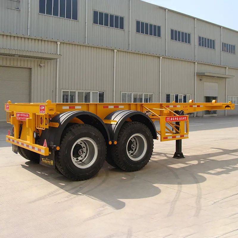 20ft 2-axle skeleton نصف مقطورة مع 19 بوصة هبوط العتاد