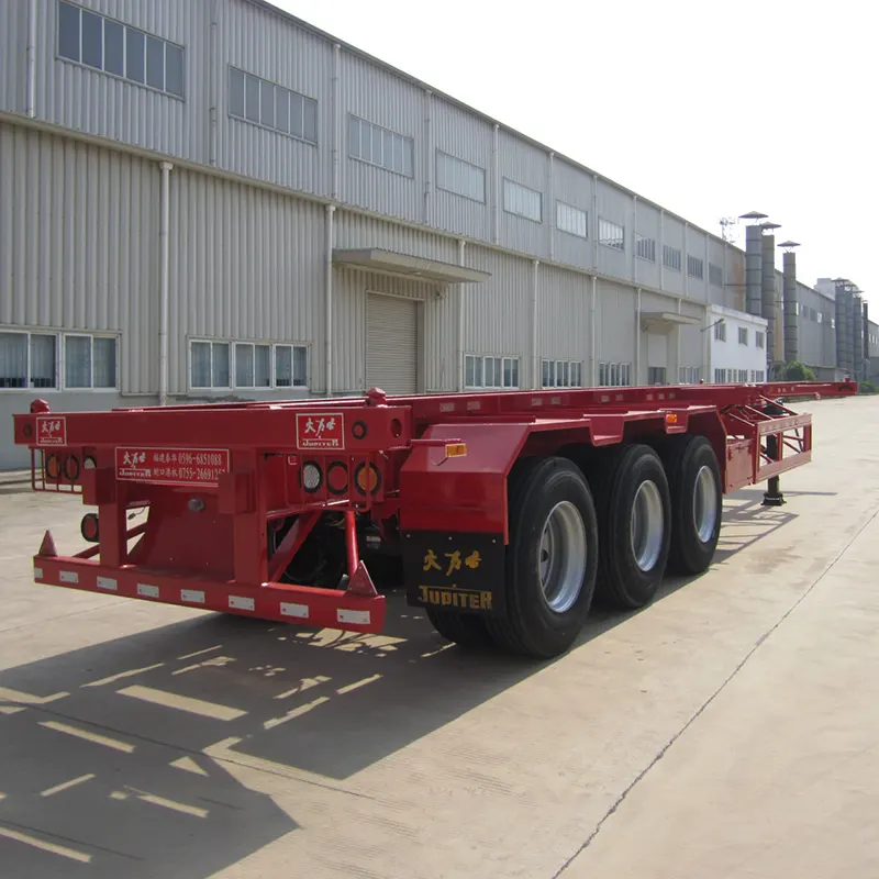 40ft 3-axle gooseneck skeleton نصف مقطورة مع محور Fuwa 13T